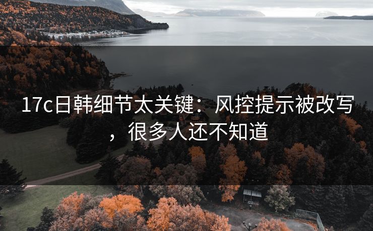 17c日韩细节太关键：风控提示被改写，很多人还不知道